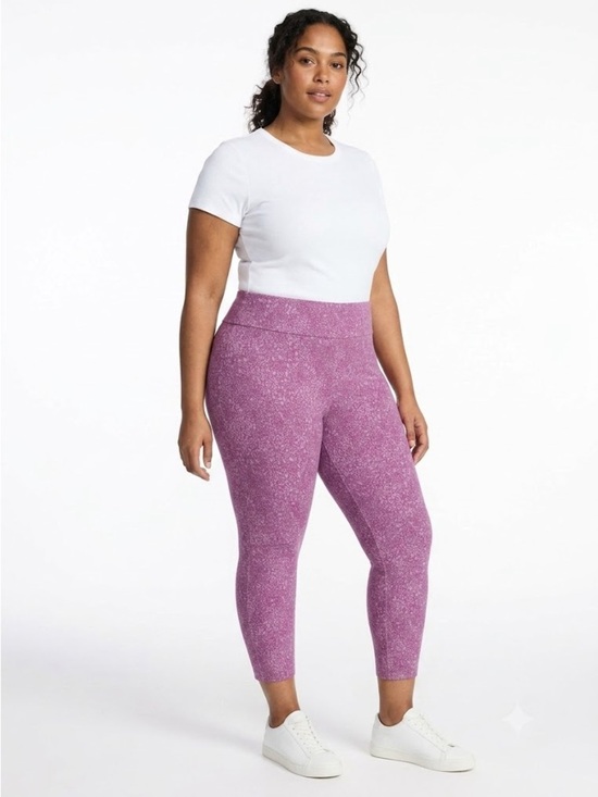 Terra & Sky Pants - Terra & Sky Women’s Plus Size Purple High-Rise Capri Leggings